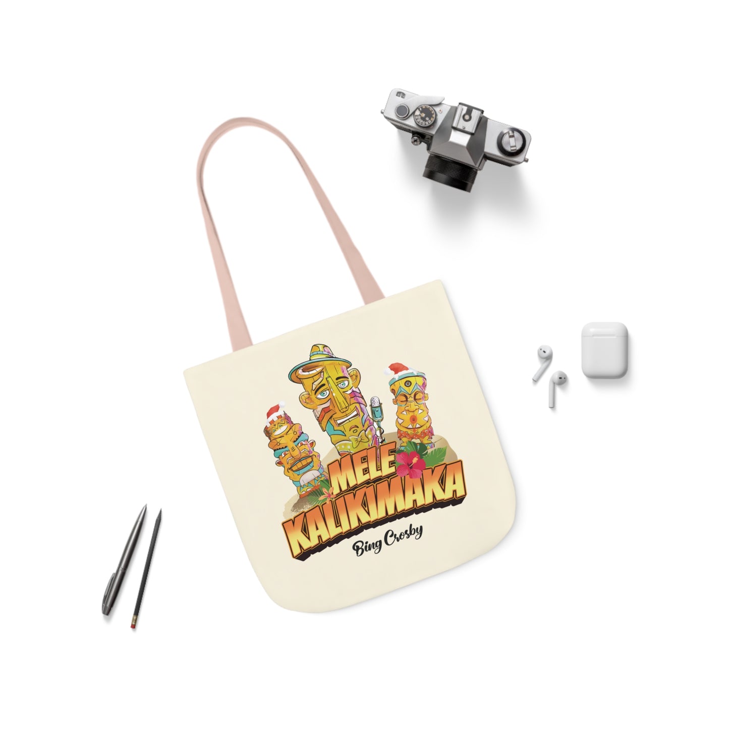 Mele Kalikimaka Beige Canvas Tote Bag