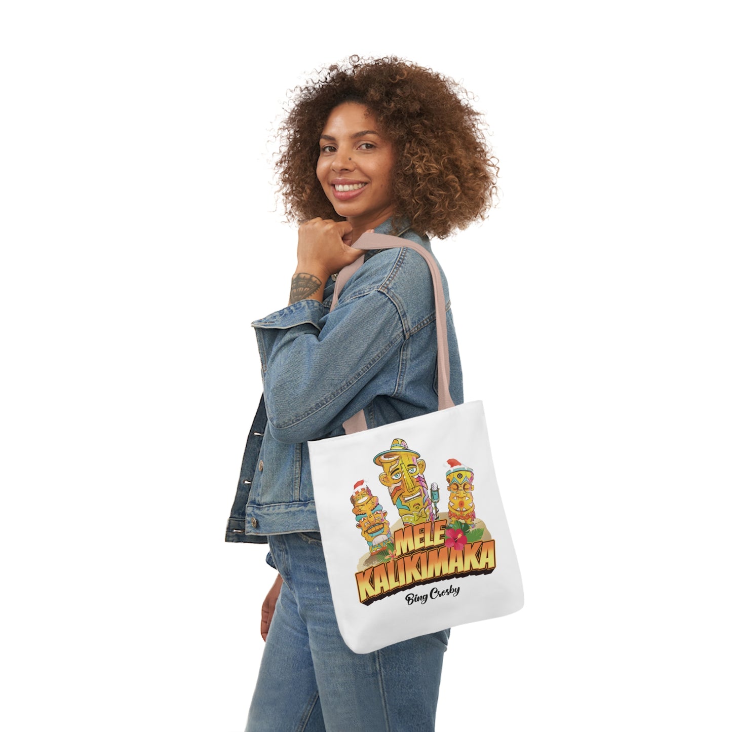 Mele Kalikimaka White Canvas Tote Bag