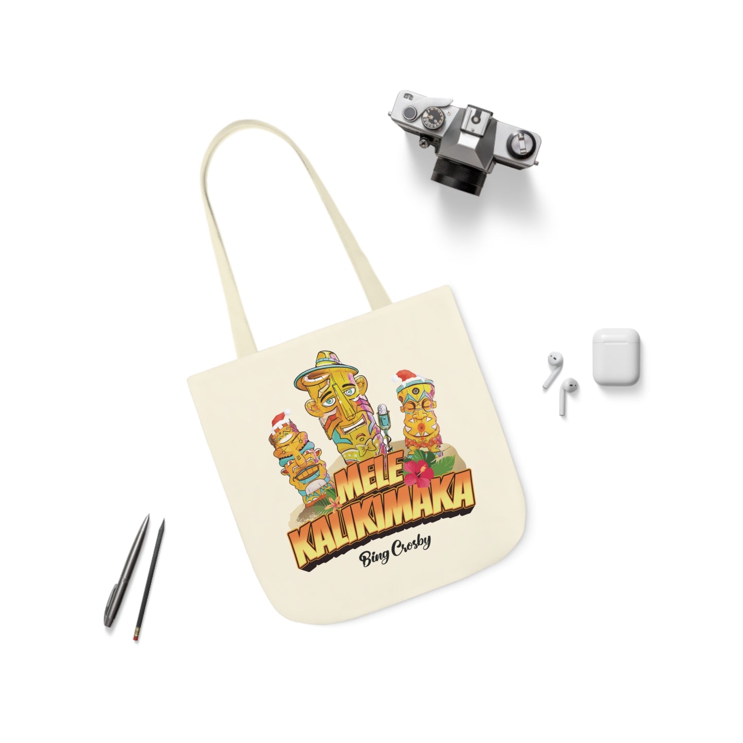 Mele Kalikimaka Beige Canvas Tote Bag