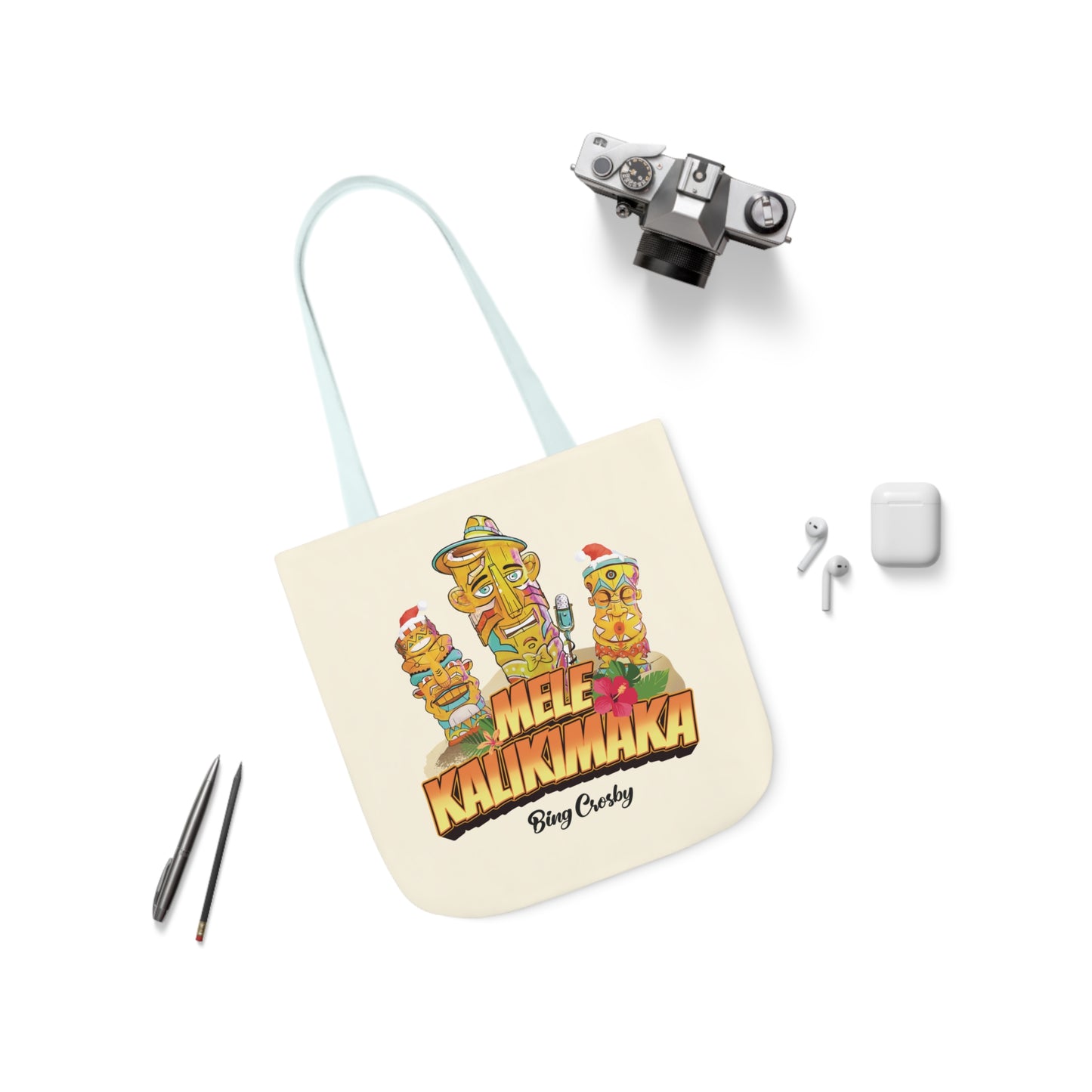 Mele Kalikimaka Beige Canvas Tote Bag