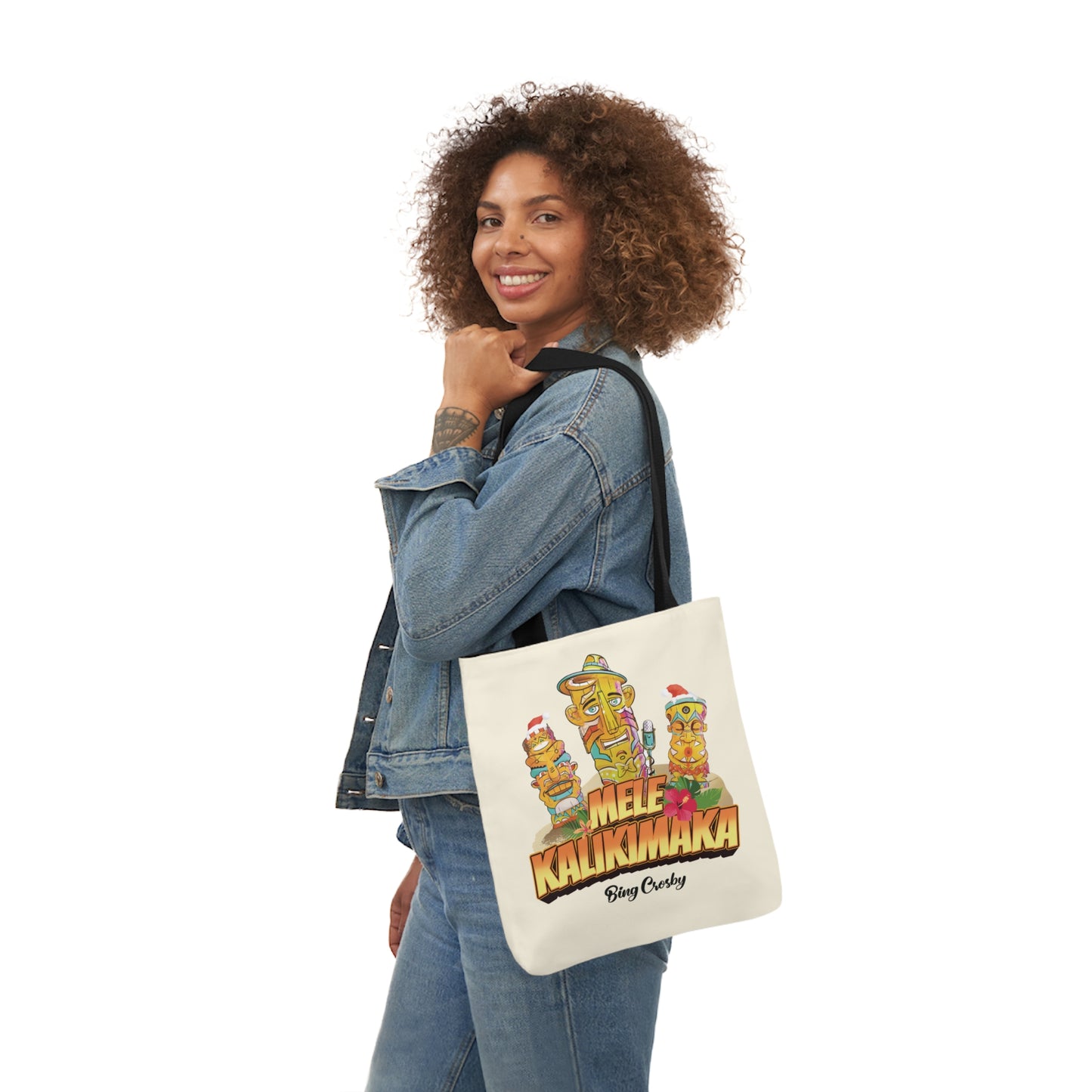 Mele Kalikimaka Beige Canvas Tote Bag