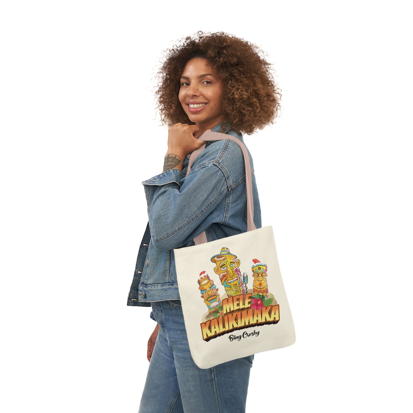 Mele Kalikimaka Beige Canvas Tote Bag