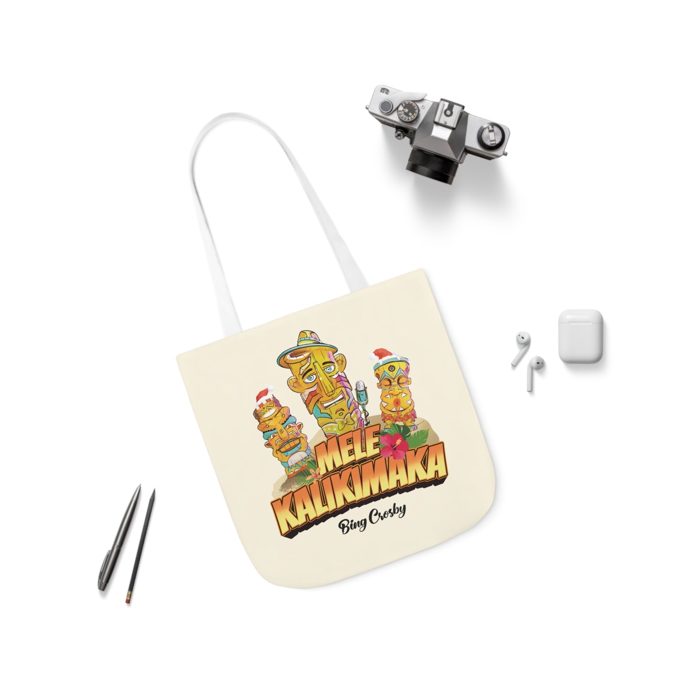 Mele Kalikimaka Beige Canvas Tote Bag