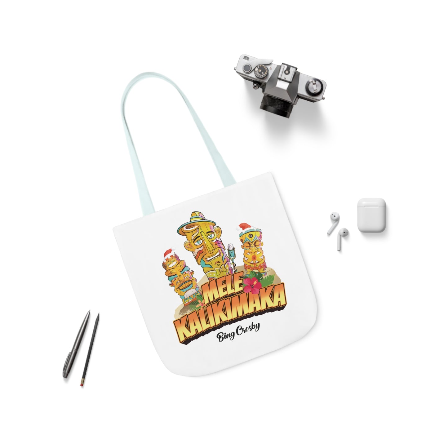 Mele Kalikimaka White Canvas Tote Bag