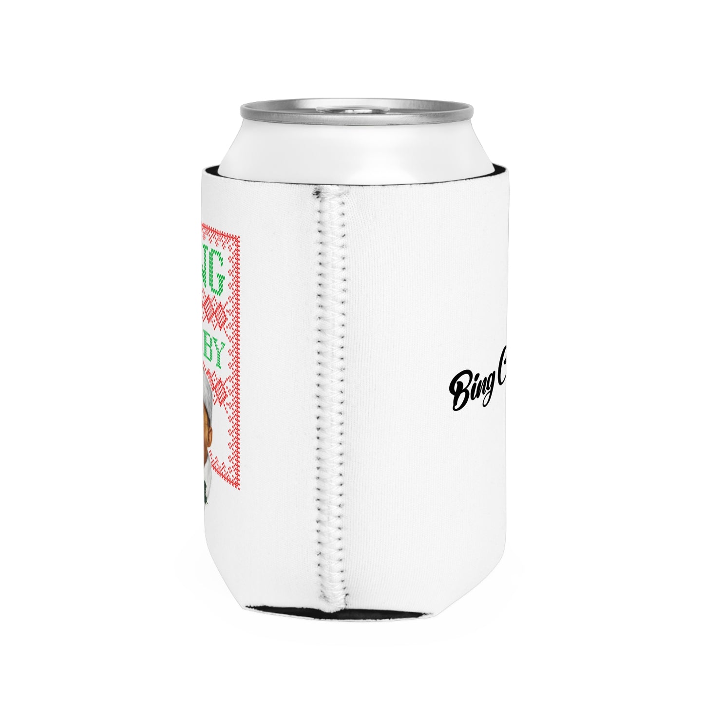 Festive Bing Can Cooler Sleeve -White/Red