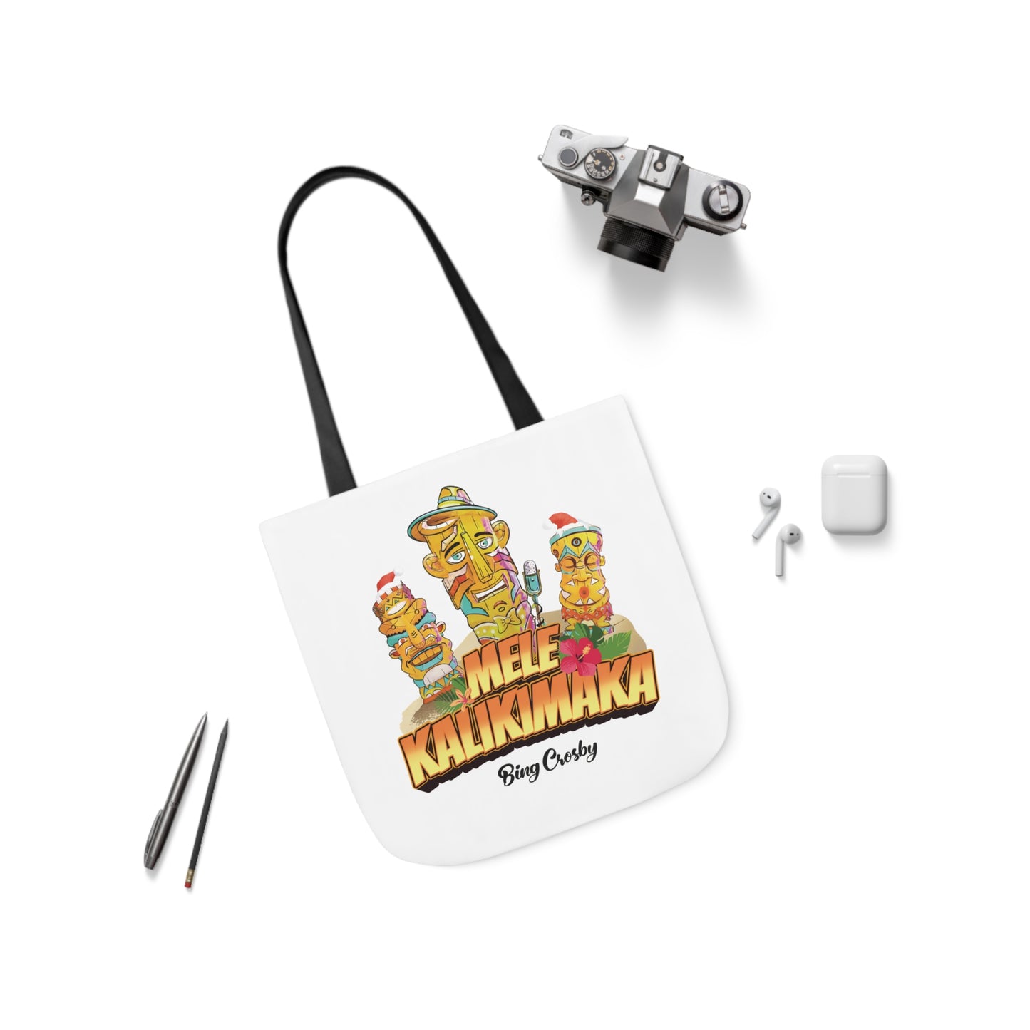 Mele Kalikimaka White Canvas Tote Bag