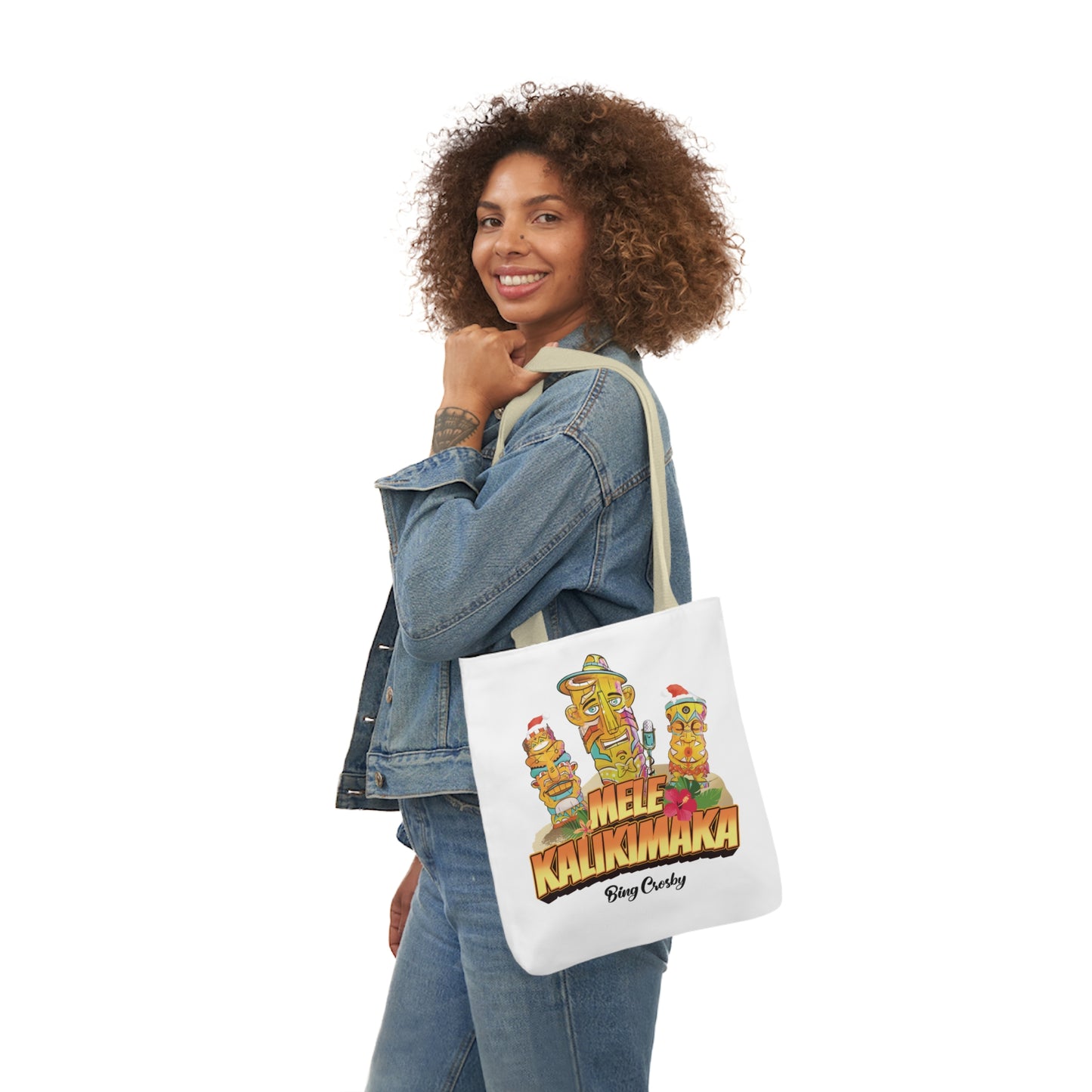 Mele Kalikimaka White Canvas Tote Bag