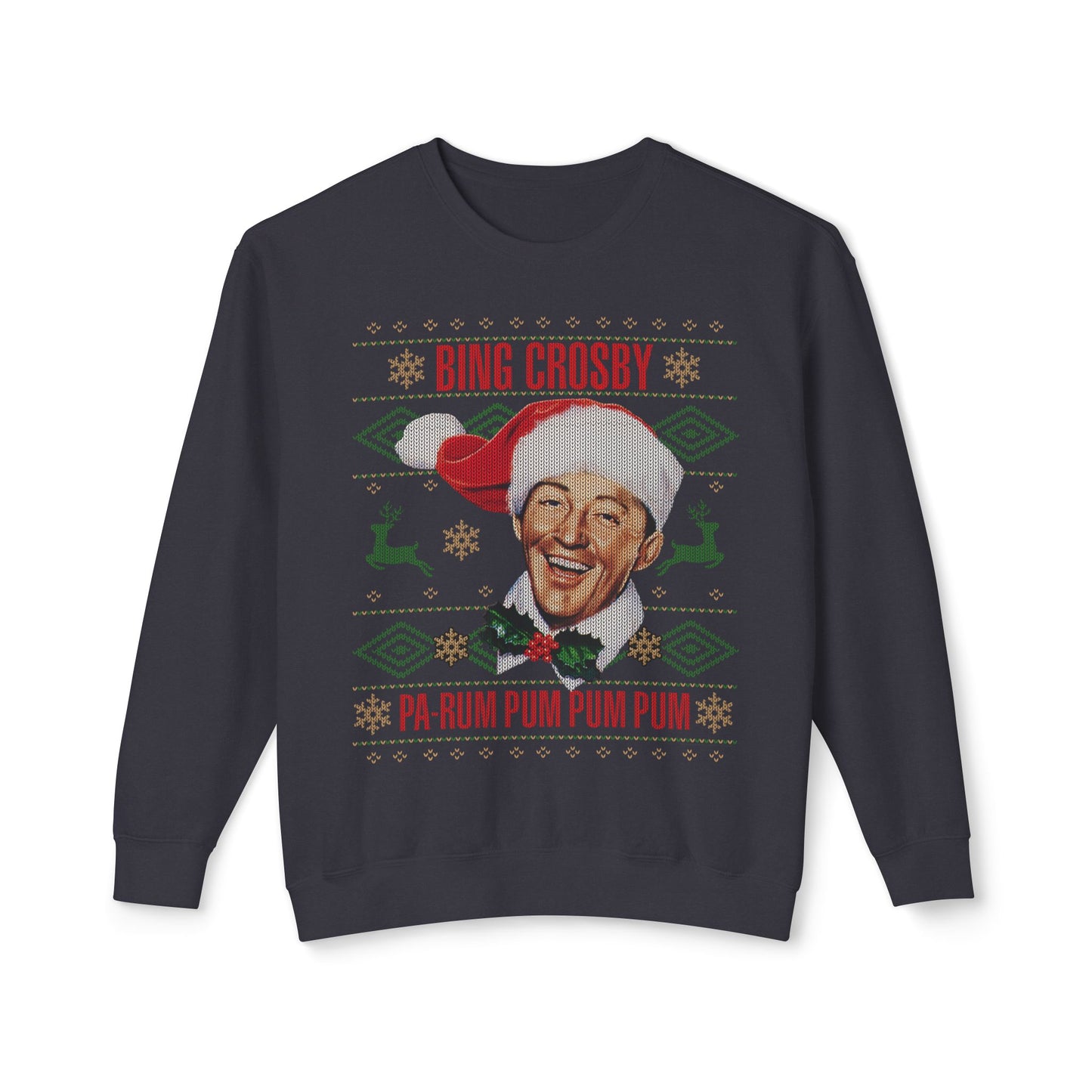 Bing Crosby Ugly Christmas Sweater - Unisex Lightweight Crewneck Sweatshirt