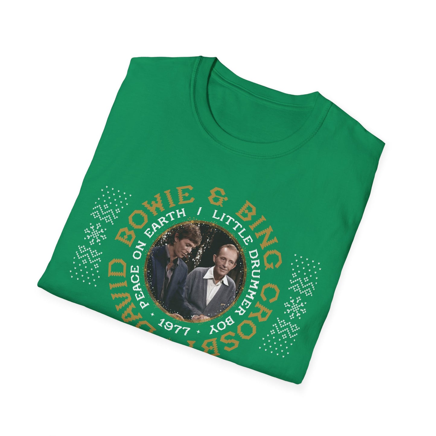 Bing/Bowie 1977 Holiday Classics Ugly Unisex Softstyle T-Shirt - GREEN or WHITE