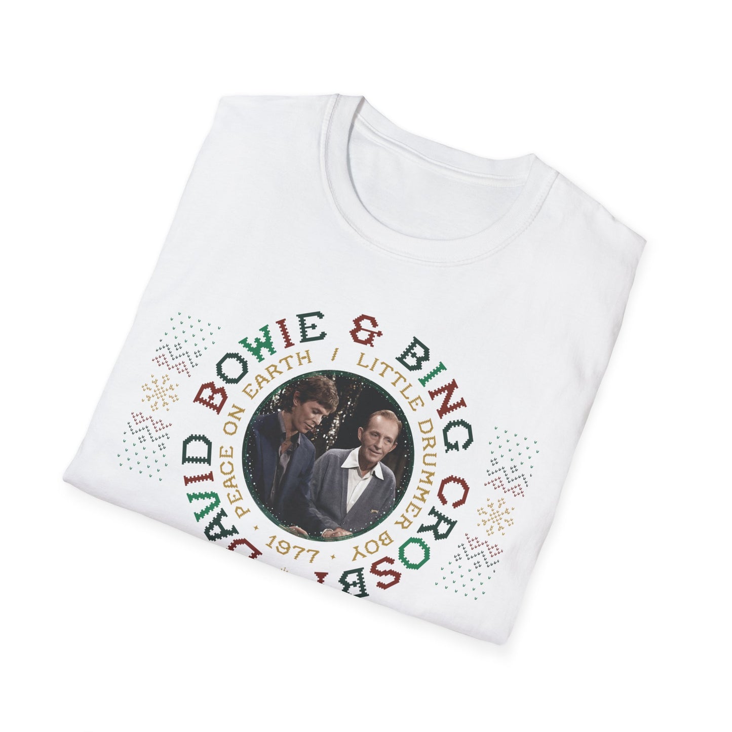 Bing/Bowie 1977 Holiday Classics Ugly Unisex Softstyle T-Shirt - GREEN or WHITE