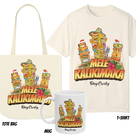 Mele Kalikimaka Shirt, Beige Tote & Mug Bundle