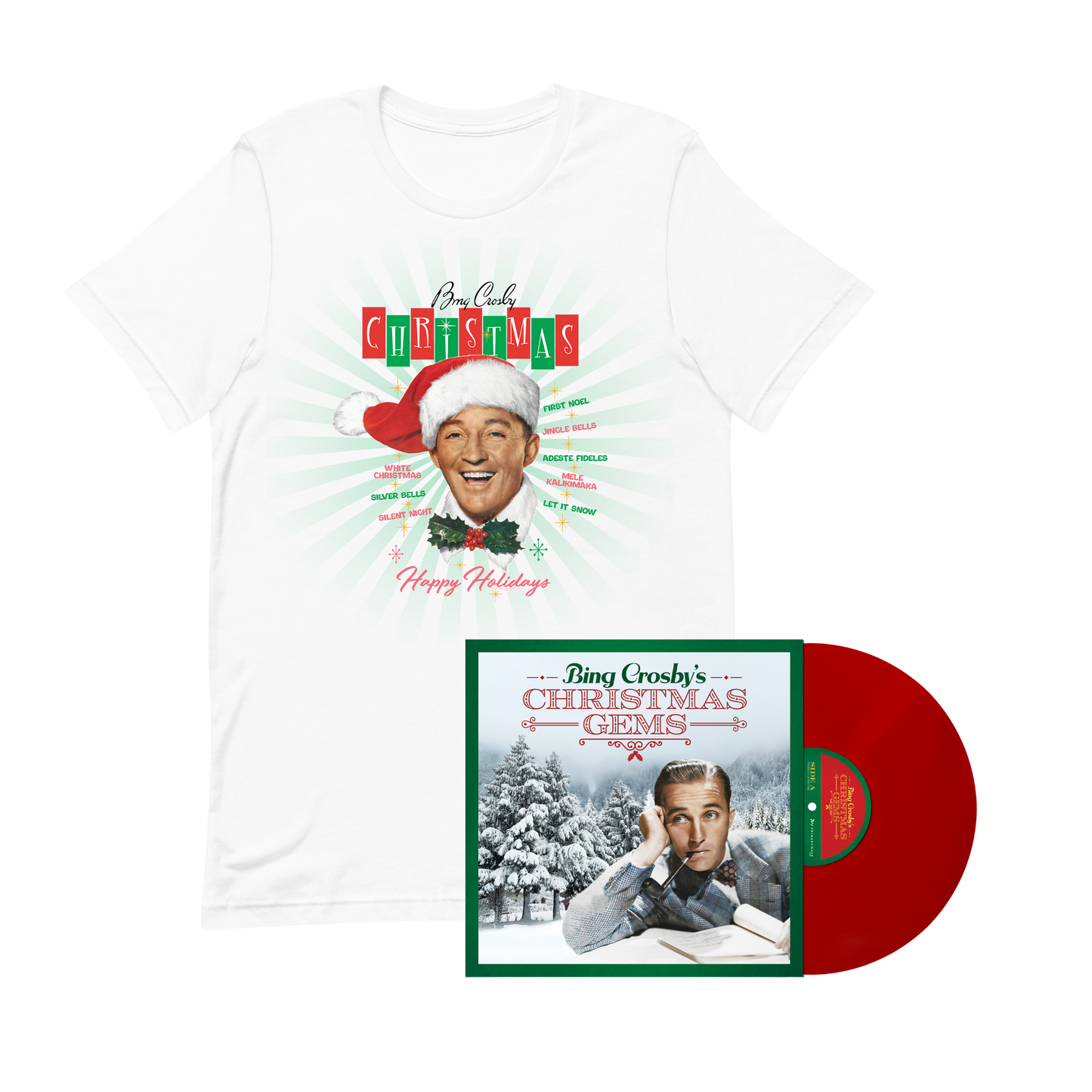 Bing Crosby's Christmas Gems Vinyl & Christmas Tee Bundle